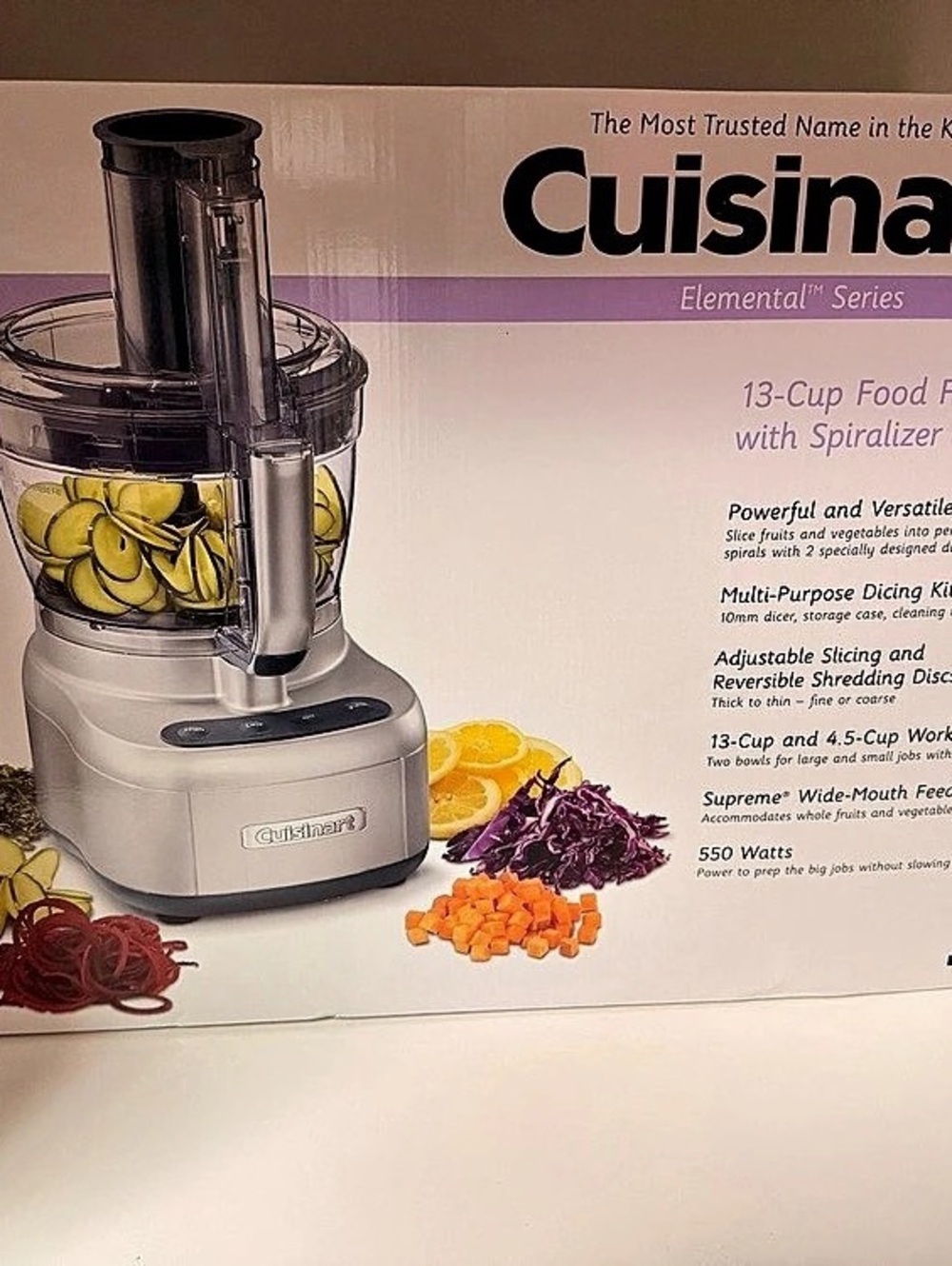 Cuisinart Elemental 13-Cup Food Processor with Spiralizer & Dicer White & Clear
